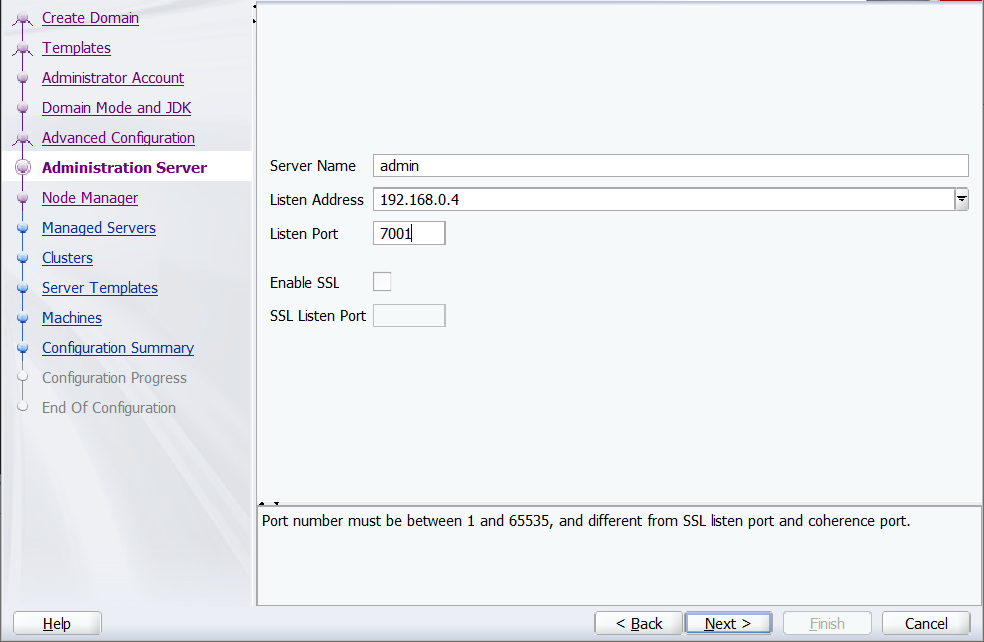 Cuplikan layar Panduan Konfigurasi Oracle - Server Administrasi.