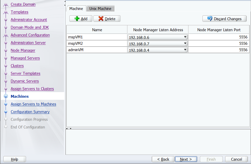 Cuplikan layar Wizard Konfigurasi Oracle - Mesin.