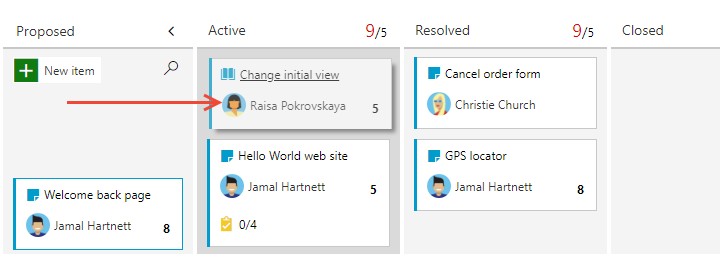 Cuplikan layar memperlihatkan pemindahan kartu antar kolom di CMMI.