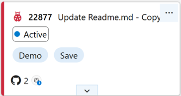 Cuplikan layar memperlihatkan kartu item kerja di papan dengan ikon status GitHub Copilot yang menunjukkan kemajuan.
