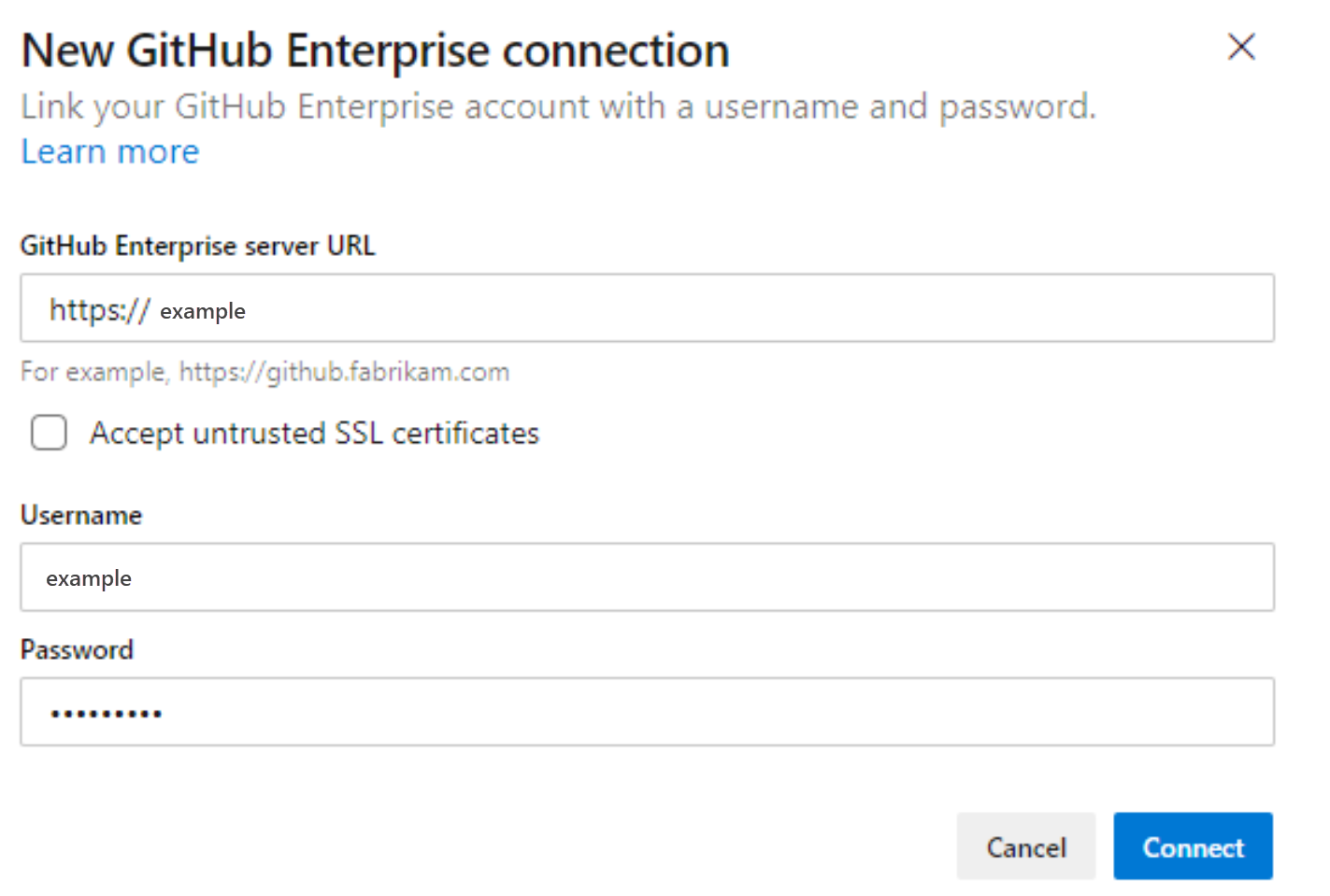 Screenshot dari tampilan masuk dengan kredensial GitHub.
