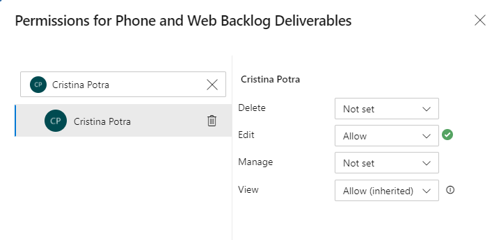 Cuplikan layar memperlihatkan contoh dialog izin untuk paket pengiriman.