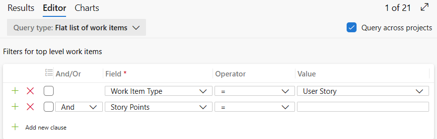 Cuplikan layar memperlihatkan Filter berdasarkan entri kosong.