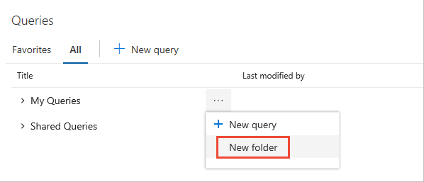 Cuplikan layar yang memperlihatkan menu Buka Tindakan lainnya, pilih Folder baru.
