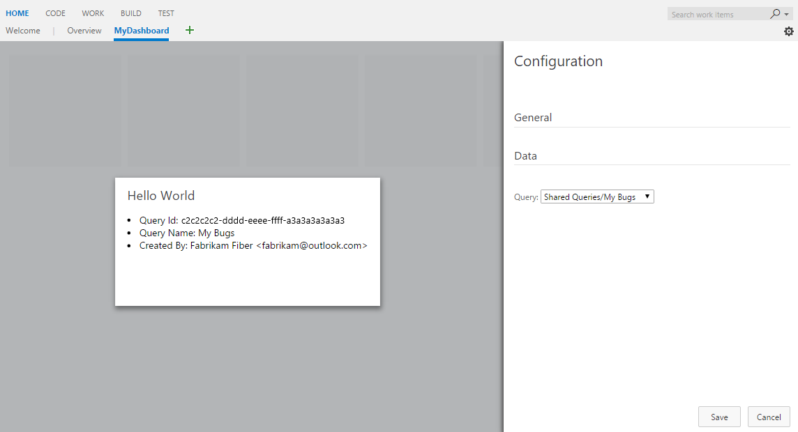 Cuplikan layar pratinjau langsung dasbor Gambaran Umum widget berdasarkan perubahan.