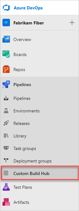 Hub kustom ditambahkan ke Azure Pipelines.