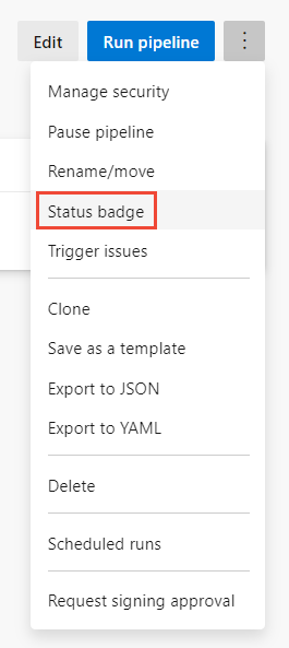 Cuplikan layar opsi menu Tindakan Lainnya alur YAML.