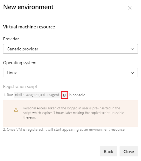 Cuplikan layar yang menunjukkan penambahan komputer virtual Linux.