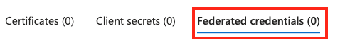 Cuplikan layar yang memperlihatkan tab kredensial federasi.