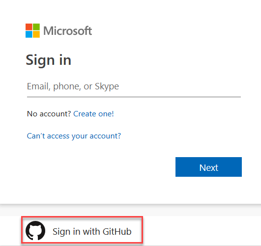 Halaman masuk Azure DevOps.