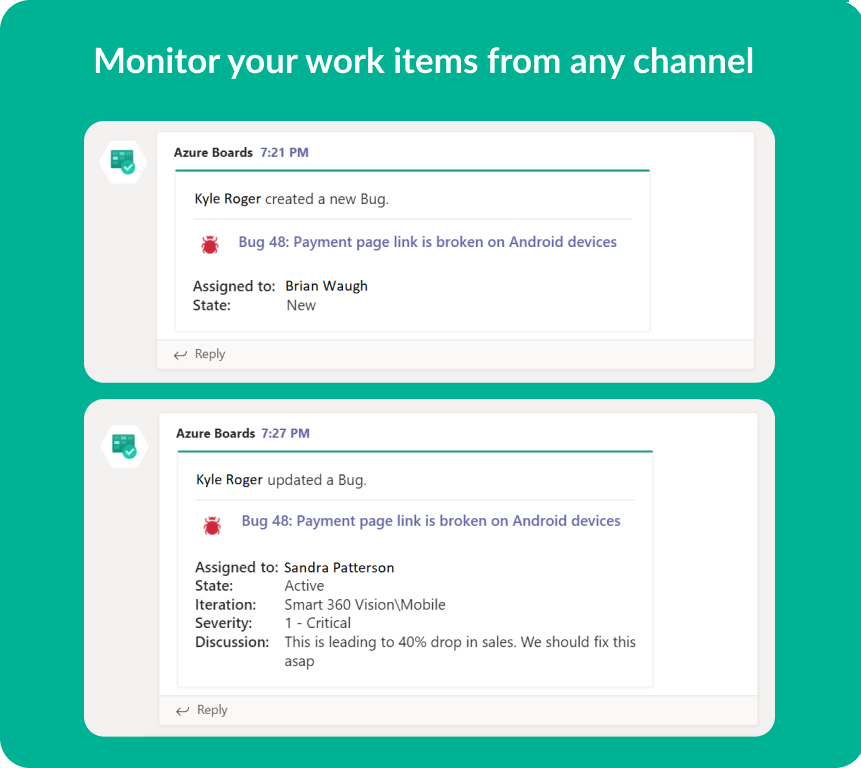 Aplikasi Azure Boards untuk Microsoft Teams.