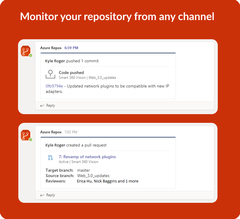 Aplikasi Azure Repos untuk Microsoft Teams.