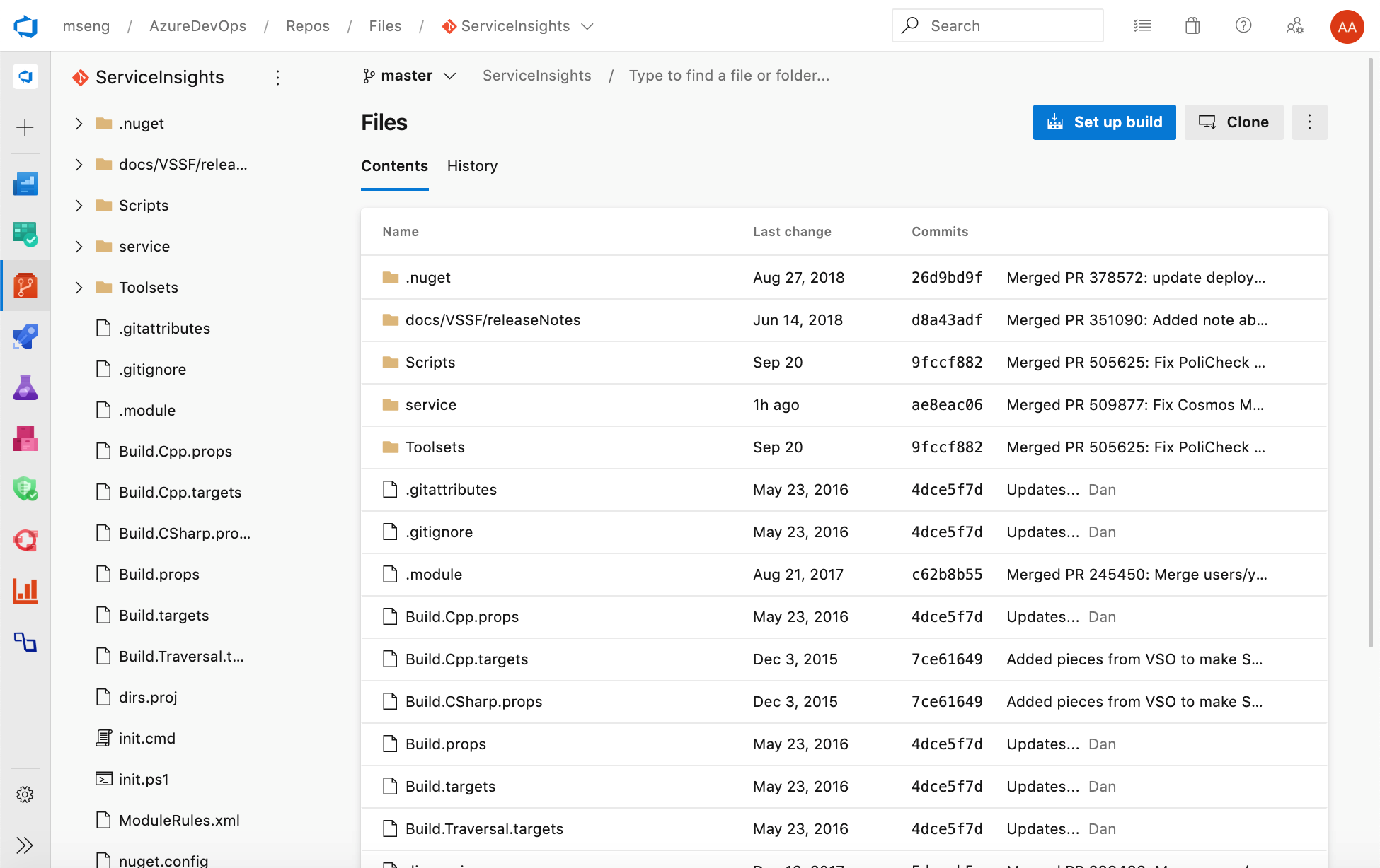 UI Web baru untuk halaman depan Azure Repos.