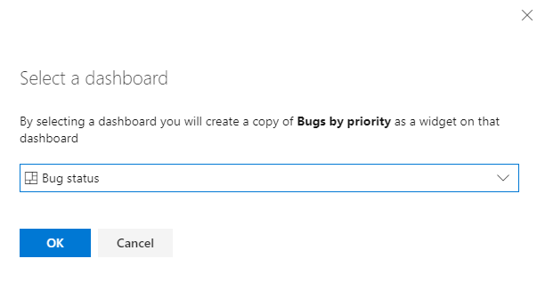Cuplikan layar memperlihatkan dialog Pilih dasbor.
