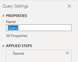 Cuplikan layar opsi menu kueri Power BI, ganti nama kueri. 