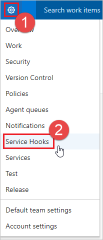 Pilih Hook layanan dari menu admin