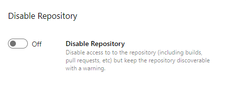 Cuplikan layar yang memperlihatkan pengaturan Nonaktifkan Repositori.