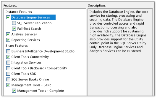 Instal SQL Server 2008 R2 - Fitur