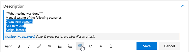 Toolbar daftar tugas