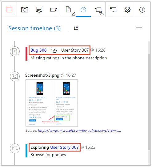 Cuplikan layar memperlihatkan tampilan item kerja saat ini.