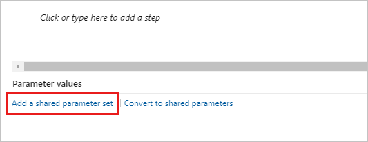 Cuplikan layar memperlihatkan penambahan parameter bersama yang diatur ke kasus pengujian.