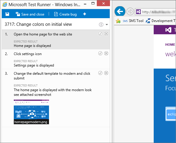 Menggunakan Microsoft Test Runner untuk merekam hasil pengujian Anda