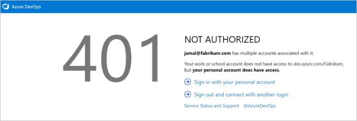 memecahkan masalah kesalahan 401 koneksi Azure DevOps 2