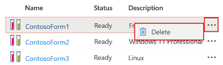 Cuplikan layar yang memperlihatkan cara menghapus rumus di DevTest Labs.