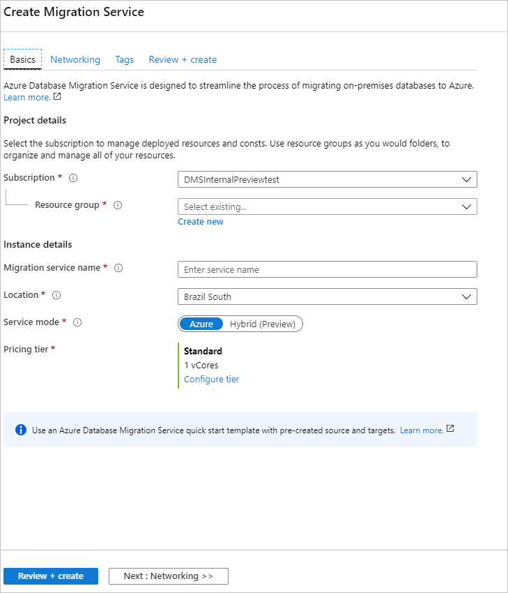 Mengonfigurasikan pengaturan instans Azure Database Migration Service