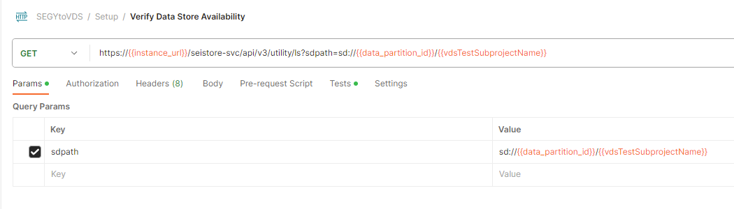 Cuplikan layar yang memperlihatkan panggilan API untuk memverifikasi biner file diunggah di Postman.