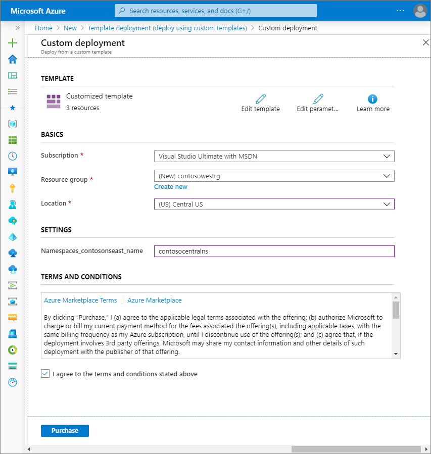 Menyebarkan templat Resource Manager