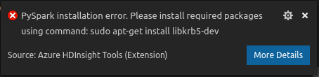 Instal paket libkrb5 untuk python.