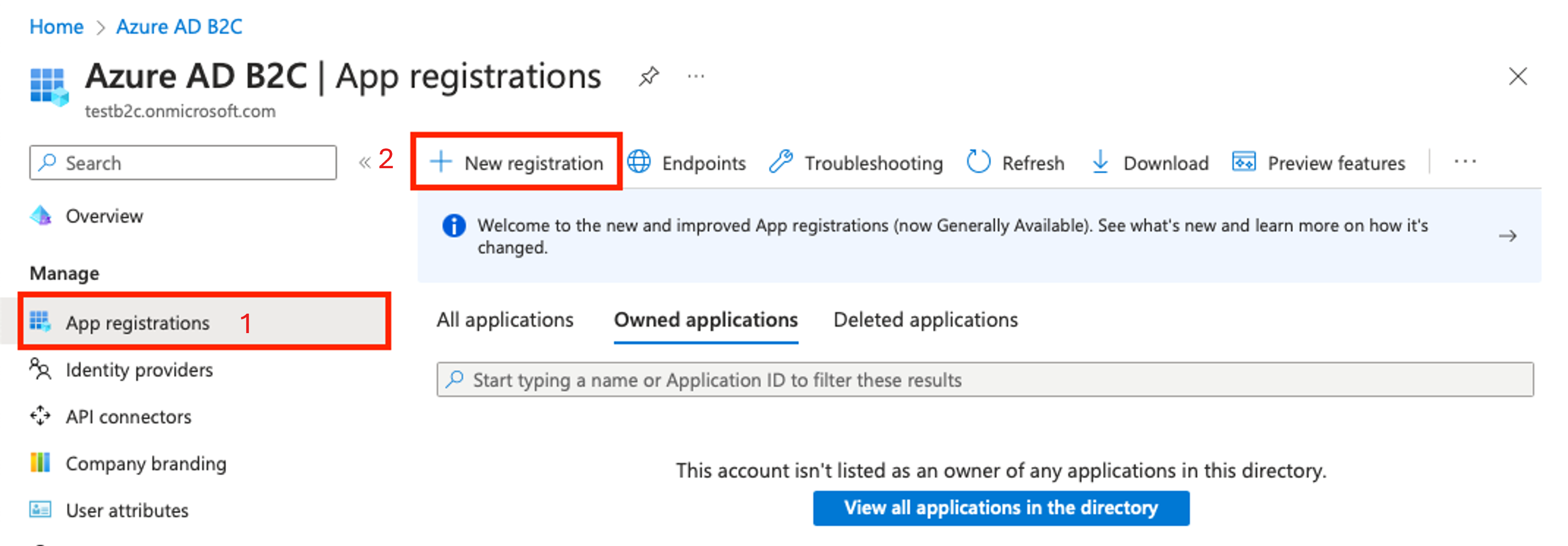 Cuplikan layar memperlihatkan aplikasi baru B2C.