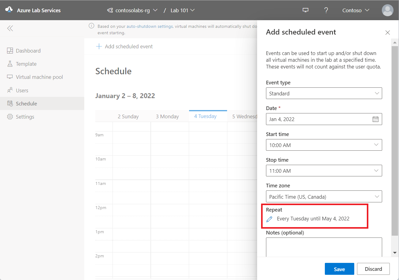 Add schedule button on the Schedules page