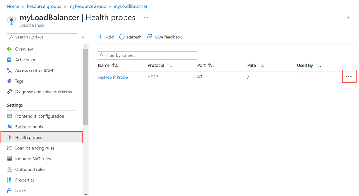 Cuplikan layar penghapusan probe HTTP