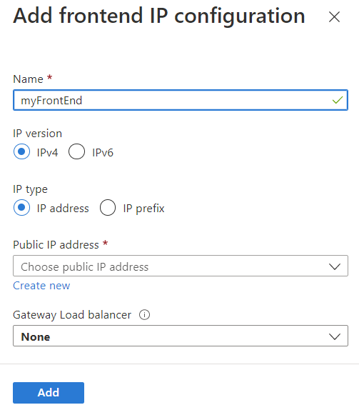 Cuplikan layar dari konfigurasi IP frontend yang ditambahkan.