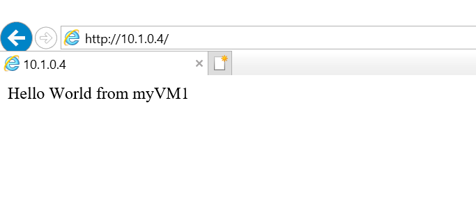 Cuplikan layar browser web memperlihatkan halaman web default untuk VM seimbang beban