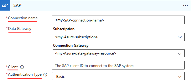 Cuplikan layar memperlihatkan pengaturan koneksi SAP untuk ISE.