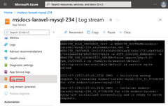 A screenshot showing how to view the log stream in the Azure portal.