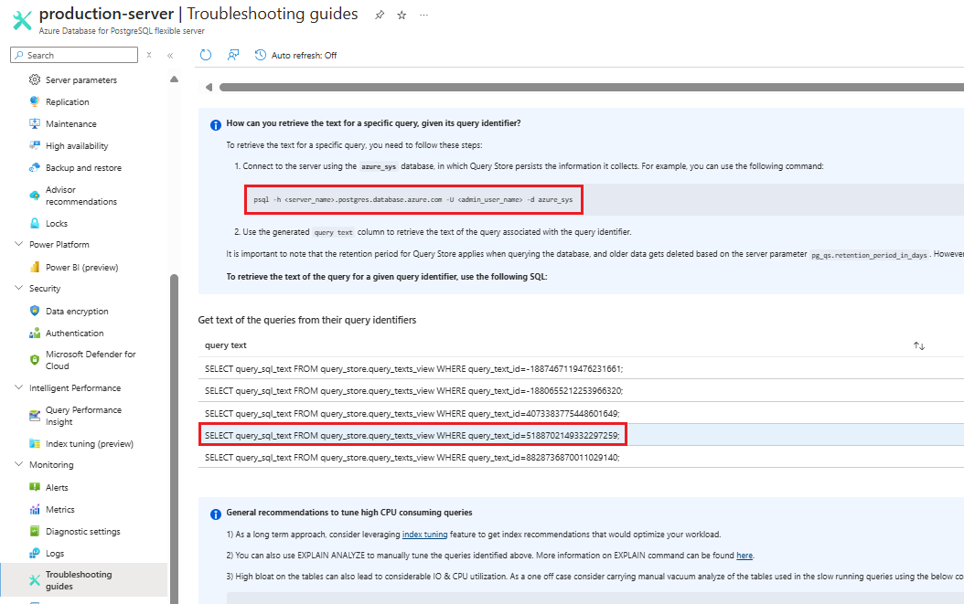 Cuplikan layar pengambilan Teks Kueri.