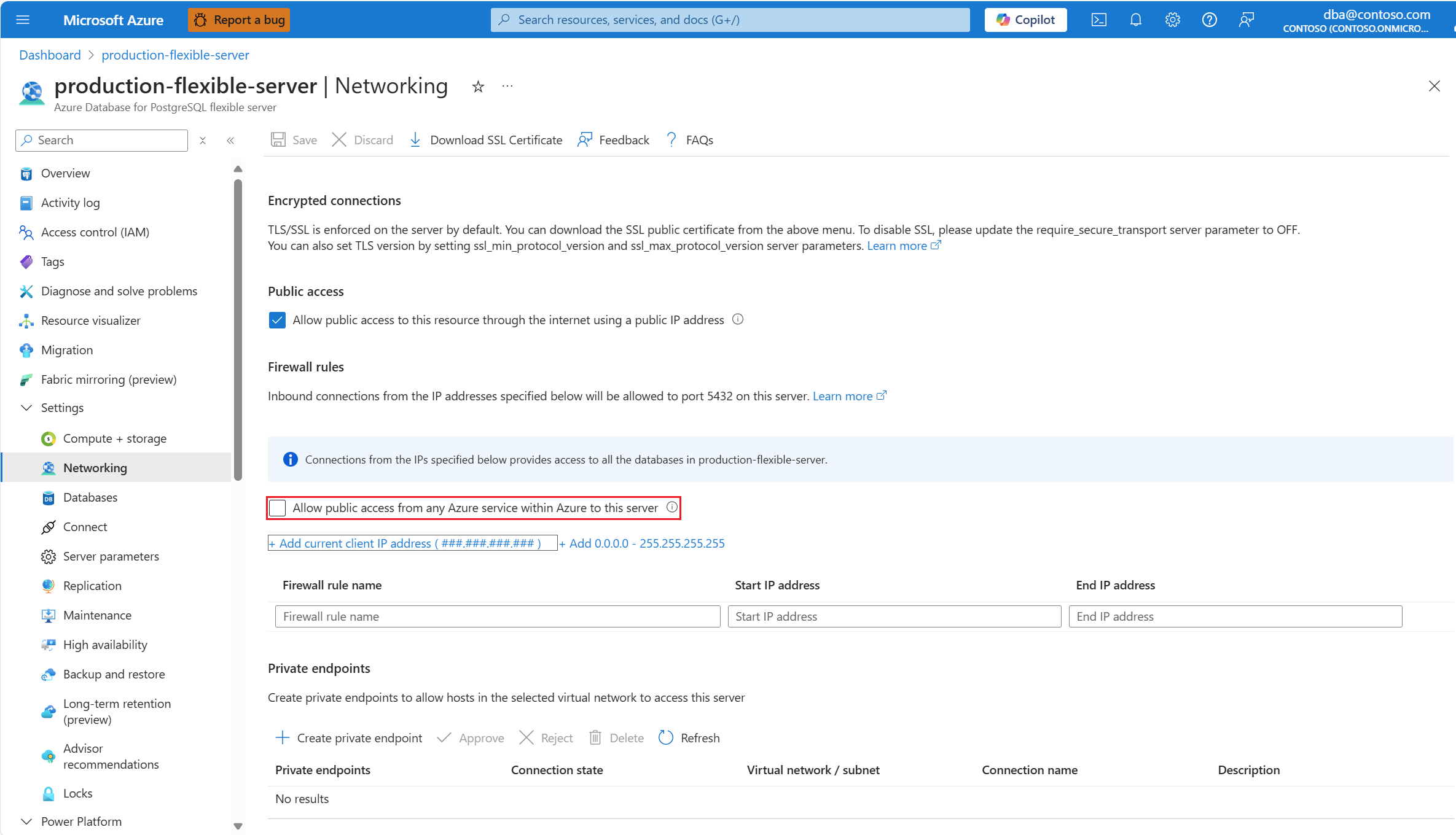 Cuplikan layar halaman jaringan dengan firewall.