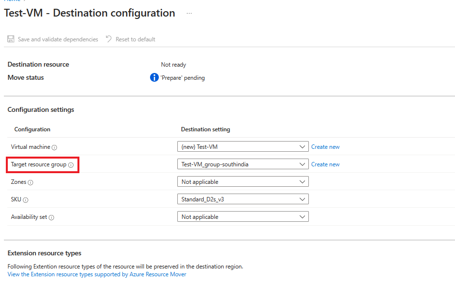 Cuplikan layar menampilkan tambahkan grup sumber daya target.