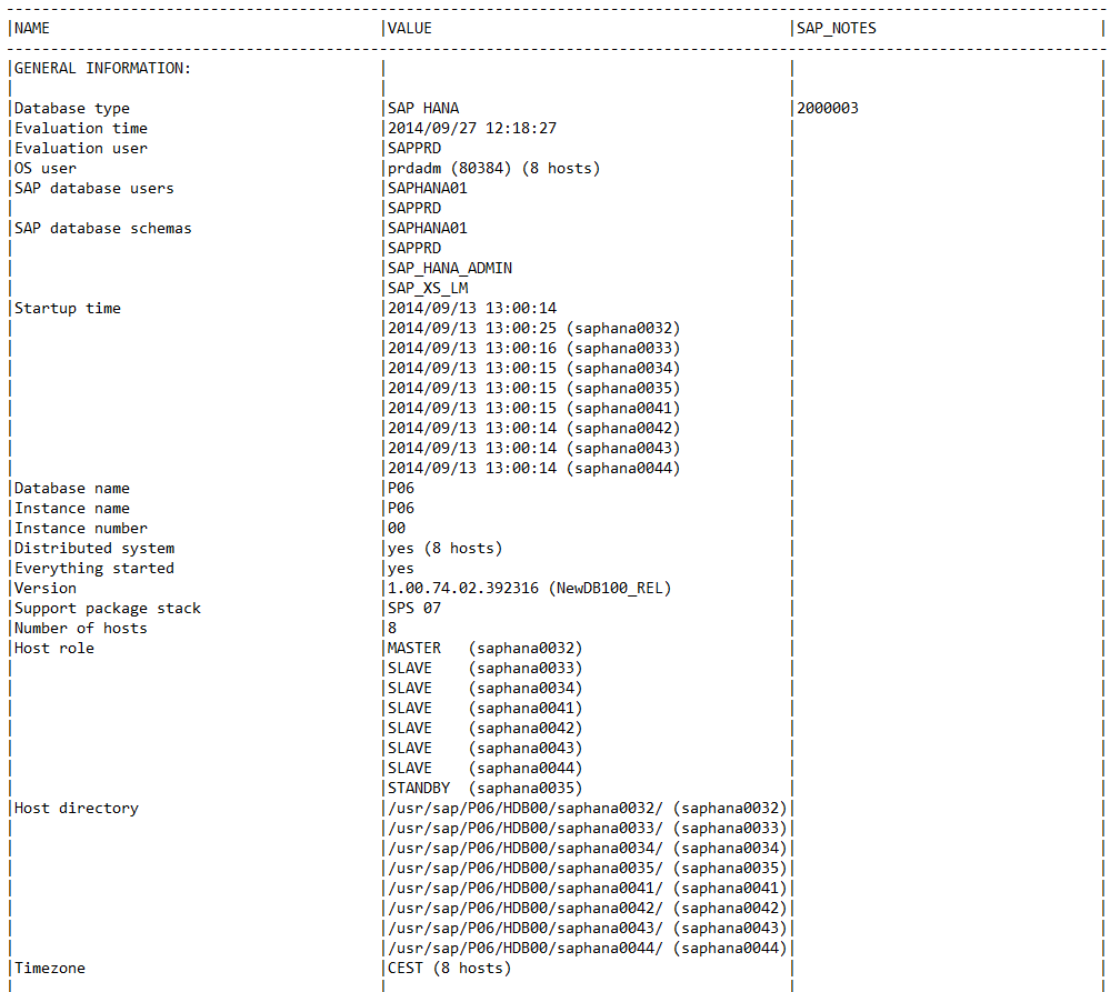 HANA_Configuration_Overview_Rev110+ untuk informasi umum tentang instans SAP Hana