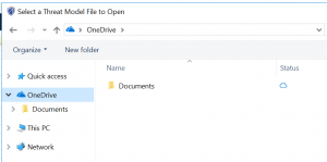 Cuplikan layar memperlihatkan OneDrive dipilih dalam kotak dialog Buka model.