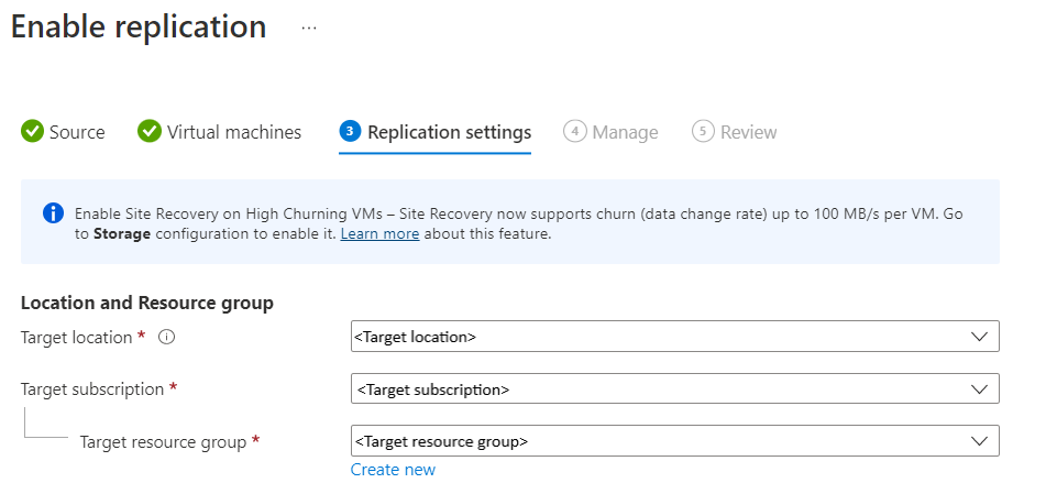 Cuplikan layar Lokasi dan grup sumber daya.