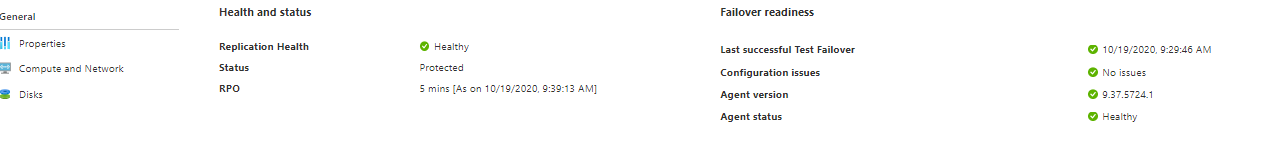 Halaman untuk memverifikasi properti dan status VM