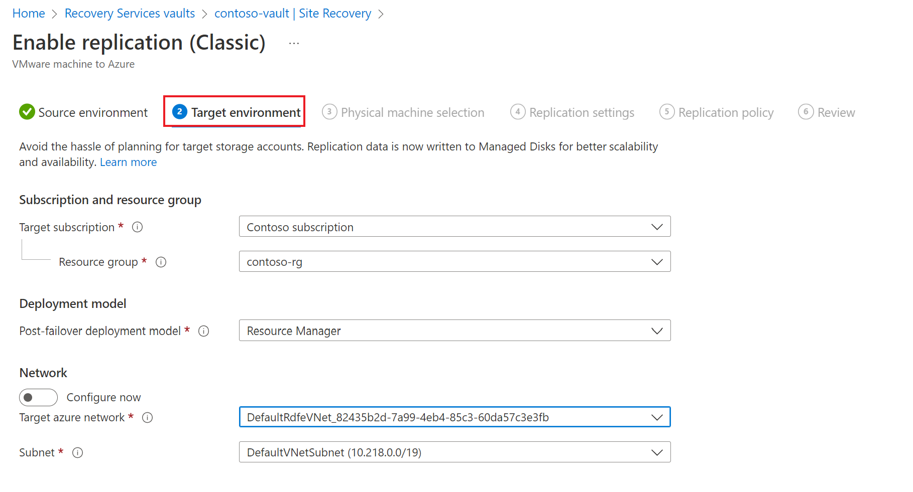Cuplikan layar halaman lingkungan target.