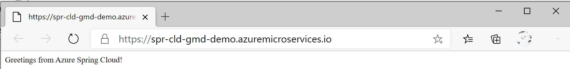 Cuplikan layar yang memperlihatkan URL aplikasi yang disebarkan.