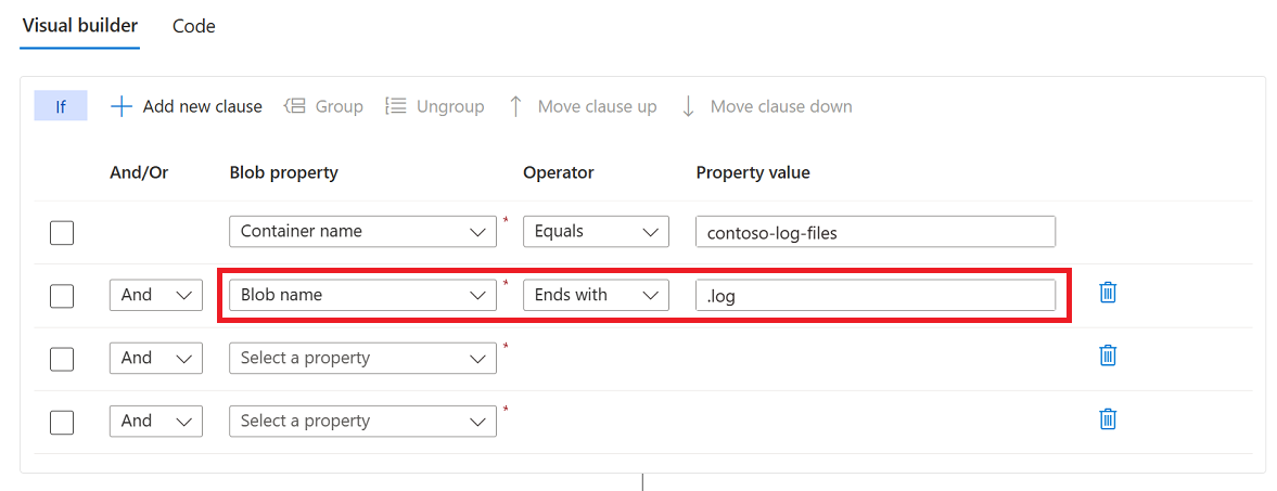 Cuplikan layar contoh kondisi di editor visual.