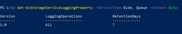 Kebijakan penyimpanan di output PowerShell